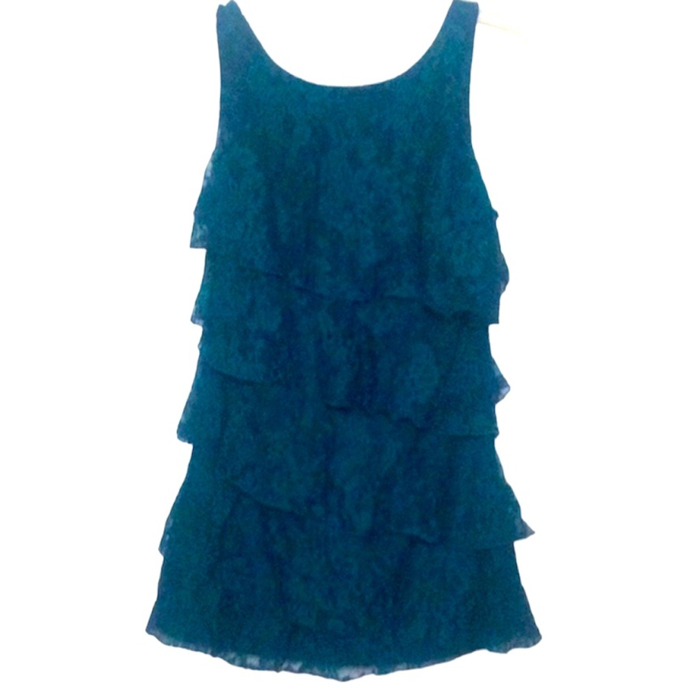 🌞 Express Turquoise Lace sleeveless ruffle tunic tank top blouse shirt S